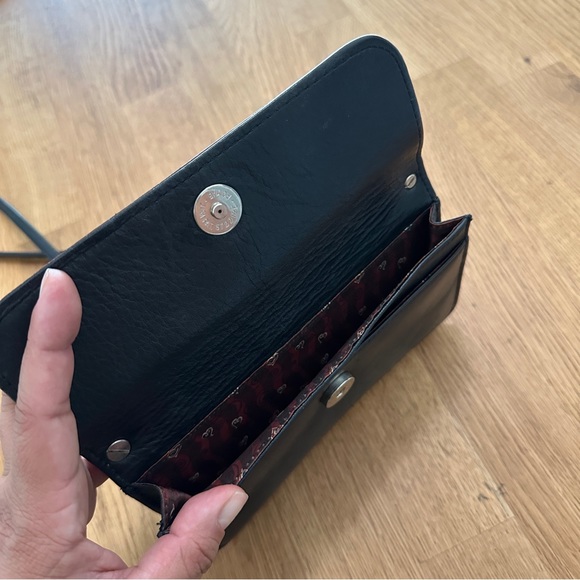 Brighton Black Brown Leather Crossbody Organizer Zip Around Wallet - Picture 6 of 15